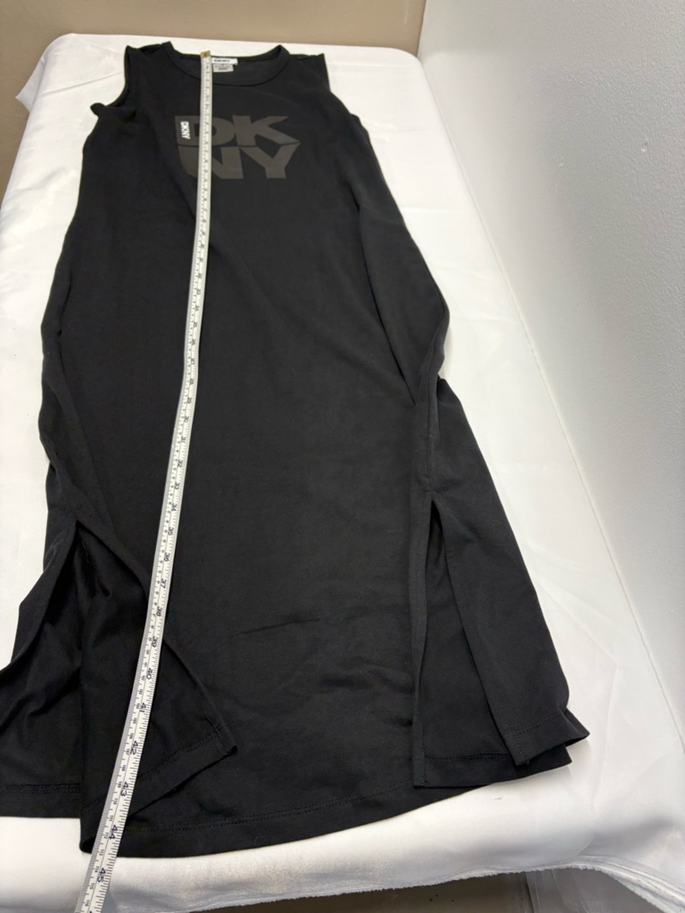 DKNY Black Sleeveless Logo long Maxi Dress women size medium - Picture 6 of 10